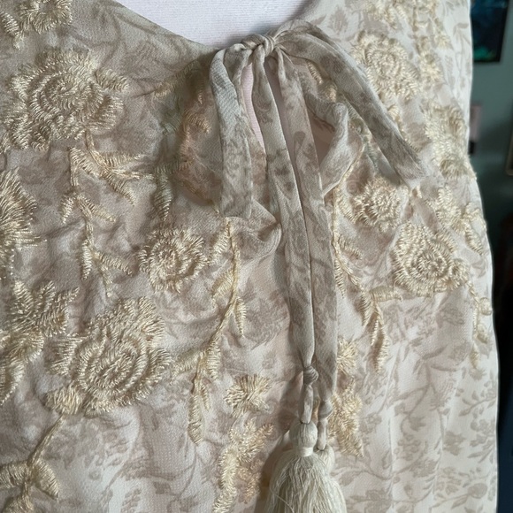 Xhilaration Cream Floral Tiered Sundress with Tassel Tie - Picture 2 of 4